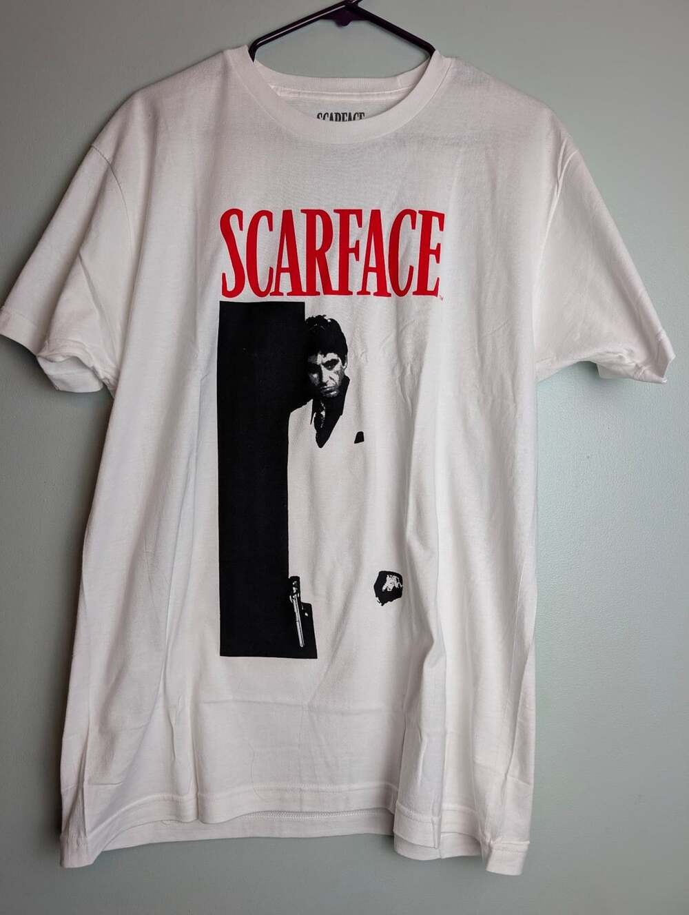 Y2K Cultclassic Scarface Movie Poster Graphic T-Shirt Size L White Tony Montana